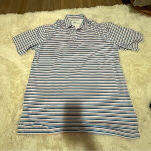 Oxford Blue and Pink Striped Polo Shirt